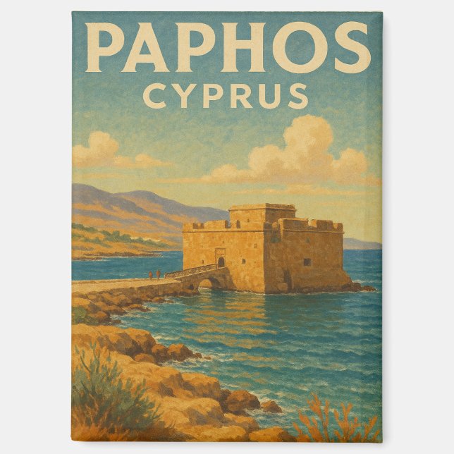 Aimant Paphos Chypre fort voyage vintage (Recto)