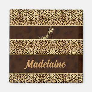 Aimant Papier Cheetah avec talons avec nom