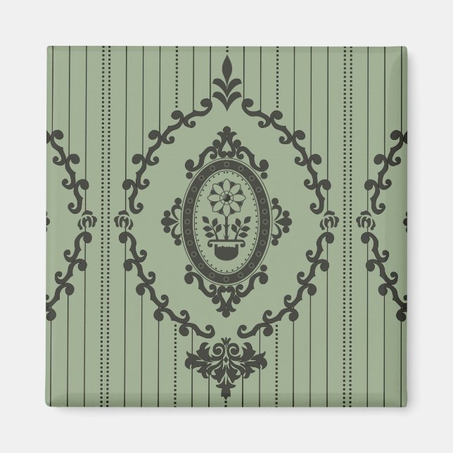 Aimant Papier peint baroque en vert (Devant)