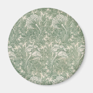 Aimant papier peint textile tulipe william morris vert