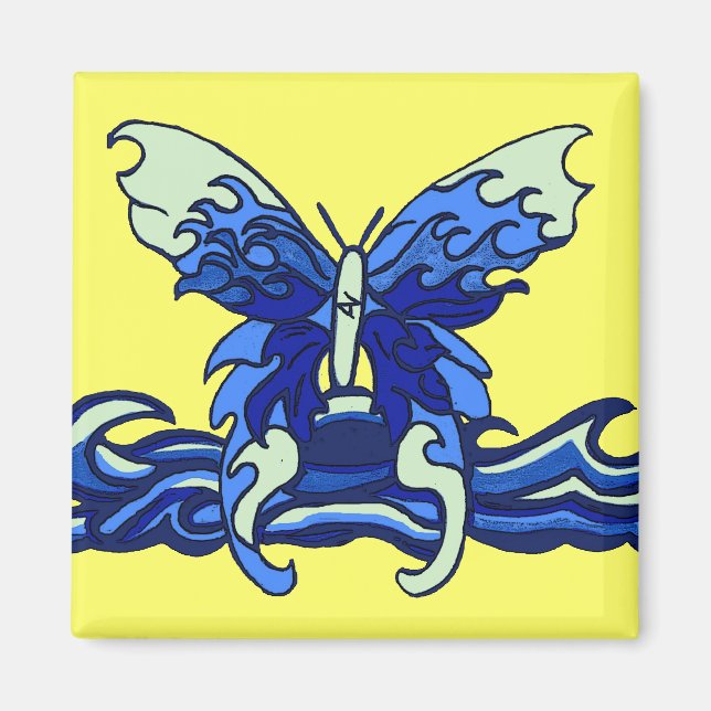 Aimant Papillon à ondes (Devant)