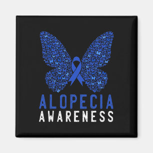 Aimant Papillon Alopecia Sensibilisation Bleu AA Ribbon S