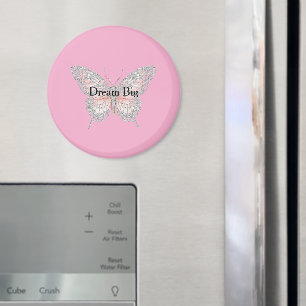 Aimant Papillon argenté rose personnalisé