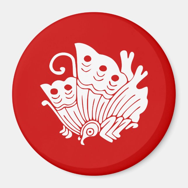 Aimant Papillon asiatique Japonais Conception Kamon (Devant)