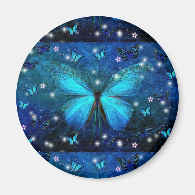 Aimant Papillon bleu élégant (Devant)