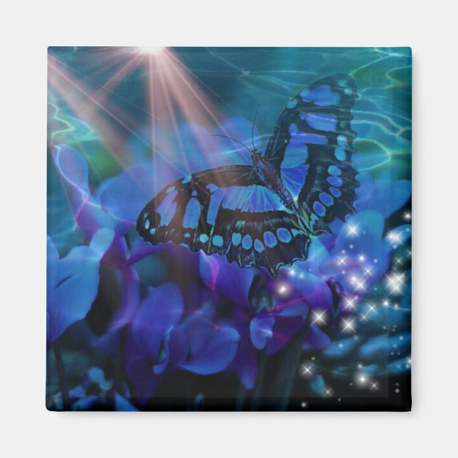 Aimant Papillon bleu magique (Devant)