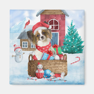 Aimant Papillon Chien dans la neige Maison de Chien de No