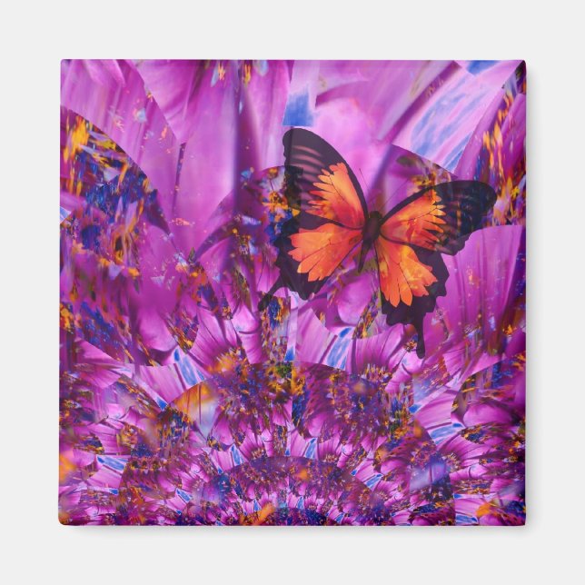 Aimant Papillon de fleur fou (Devant)