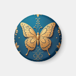 Aimant Papillon doré Décoration florale accent ✨
