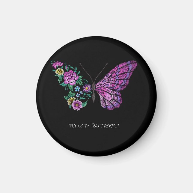 Aimant papillon et fleurs florales ailes papillons yout (Devant)