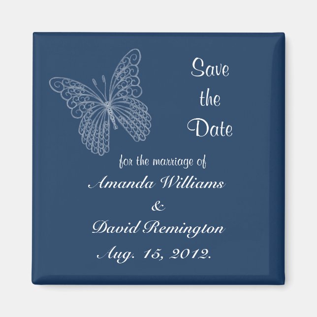 Aimant Papillon Filigree Enregistrer l'aimant Date (Devant)