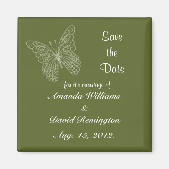 Aimant Papillon Filigree Enregistrer l'aimant Date (Devant)