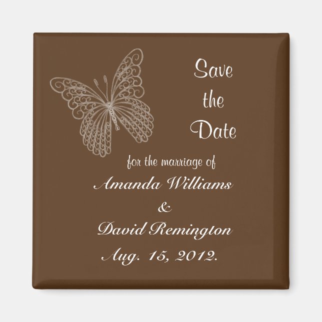 Aimant Papillon Filigree Enregistrer l'aimant Date (Devant)