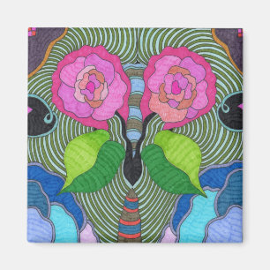 Aimant Papillon—Grands yeux Roses