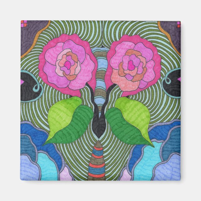 Aimant Papillon—Grands yeux Roses (Devant)