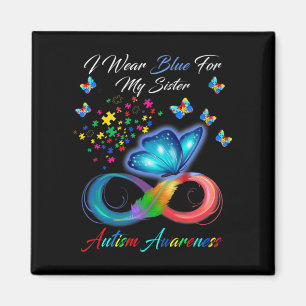 Aimant Papillon Je Porte Du Bleu Pour Ma Soeur Autisme
