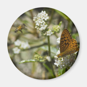 Aimant Papillon orange et abeille