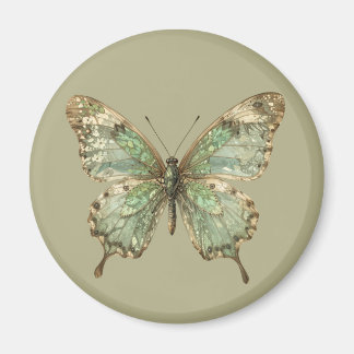 Aimant Papillon Orné aux Ailes à Motif de Feuille