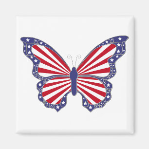 Aimant Papillon Patriotique Rouge Blanc Et Bleu
