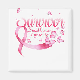 Aimant Papillon rose Survivant Sensibilisation au cancer 