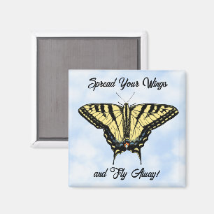 Aimant Papillon Swallowtail Jaune Ciel Bleu Personnaliser