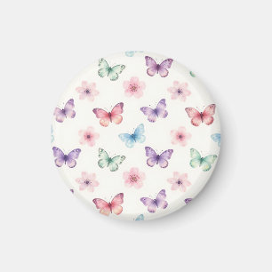 Aimant Papillons à l'aquarelle motif fleurs de cerisier