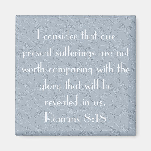 Aimant papillons chrétiens vers de la Bible Romains 8:18 (Devant)