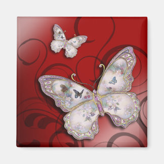 Aimant "Papillons de Parties scintillant" (rouge) par Che