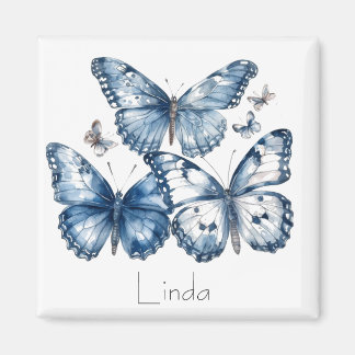 Aimant Papillons en bleu de Delft, personnalisables