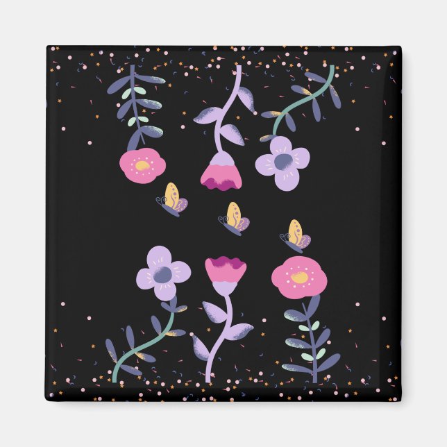 Aimant papillons et fleurs (Devant)