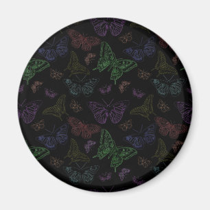 Aimant Papillons noir et arc-en-ciel volants