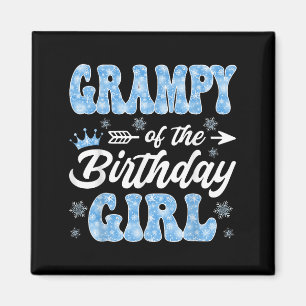 Aimant Papy De La Fille De L'anniversaire Flocons Hiver N