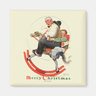 Aimant Papy sur le cheval de basculage