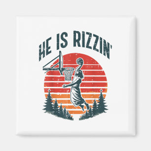 Aimant Pâques Il Est Rizzin Retro Basketball Hommes Relig