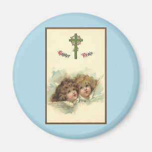 Aimant Pâques vintage, anges angéliques nuages dans le ci