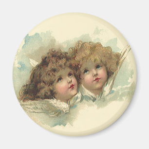 Aimant Pâques vintage, anges angéliques nuages dans le ci