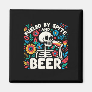 Aimant Par Spite Et Bière Halloween Squelette Floral