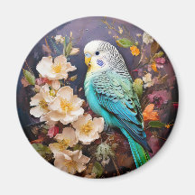 Parakeet mignonne et fleurs
