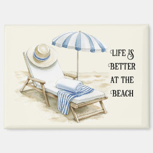 Aimant Parapluie de plage bleu blanc