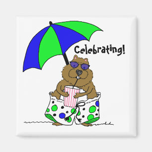 Aimant Parapluie de plage de la journée de la marmotte