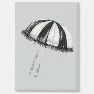 Aimant Parapluie noir blanc Pluie