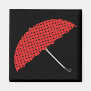 Aimant parapluie rouge et noir de points