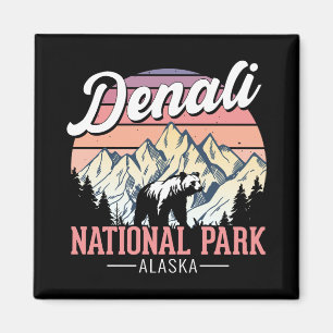 Aimant Parc national de Denali vintage – Voyage en Alaska
