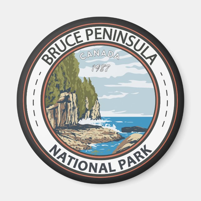 Aimant Parc national de la Péninsule-Bruce Badge Vintage  (Devant)
