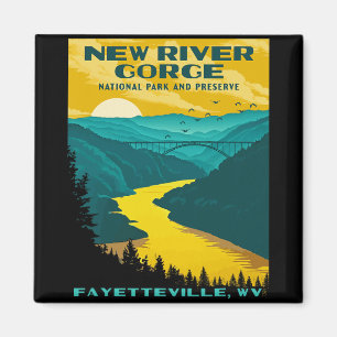 Aimant Parc national de New River Gorge Vintage Wpa Ster 