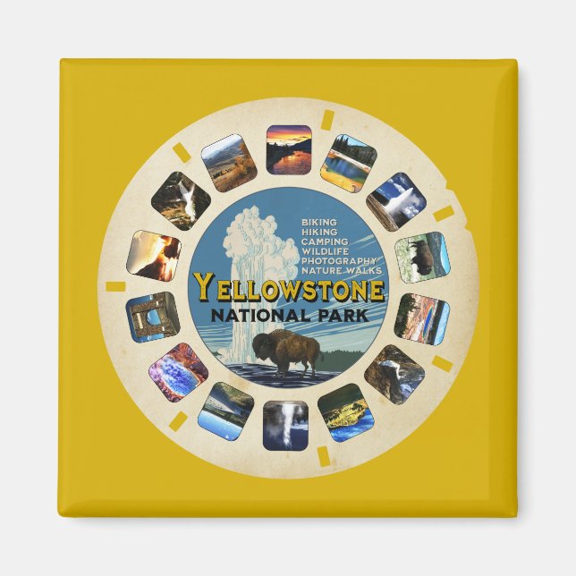 AIMANT PARC NATIONAL DE RETRO VINTAGE YELLOWSTONE SOUVENI (Devant)