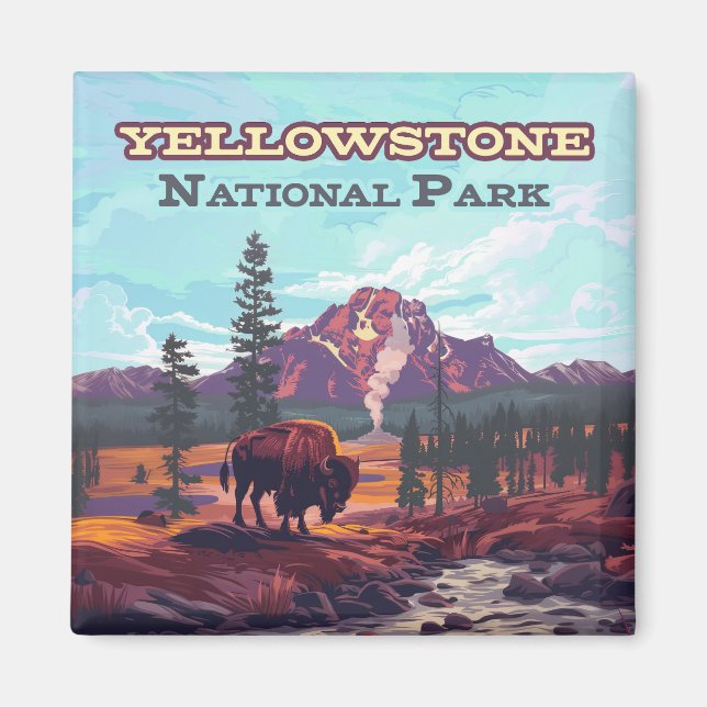 Aimant Parc national de Yellowstone Wyoming Bison Geyser (Devant)