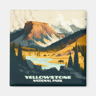 Aimant Parc national de Yellowstone Wyoming Mounts Rétro