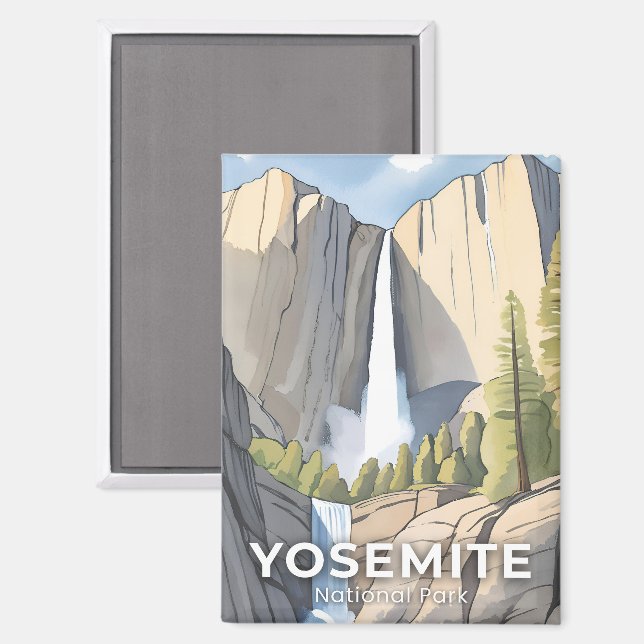 Aimant Parc national de Yosemite | Aquarelle (Recto/Verso)