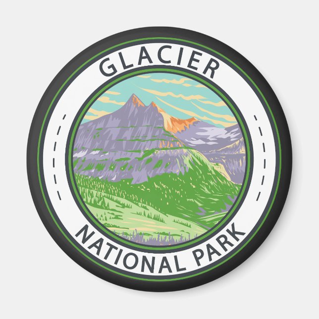 Aimant Parc National Des Glaciers Au Printemps Badge Mont (Devant)